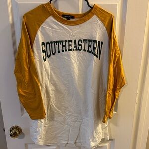 Sport-Tek White and Mustard Raglan Long Sleeve Tee - SOUTHEASTERN